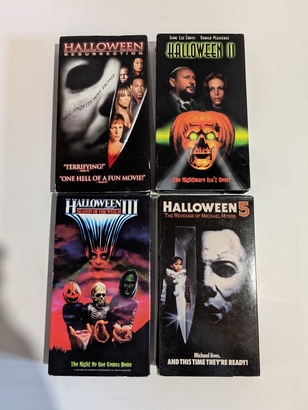 Halloween Movie Lot Of 4 VHS Halloween 2 3 5 and Resurrection Horror Cult